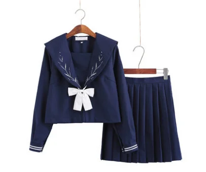Несколько стилей, японская школьная форма, аниме, костюм моряка, топы+ галстук+ юбка, JK, Морской стиль, одежда для студентов, для девочек, с длинным рукавом - Цвет: S08 Long sleeve suit