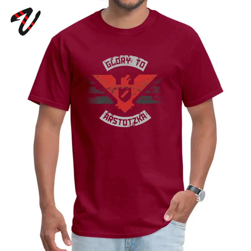 100% Cotton Mens Short Sleeve Glory to Arstotzka Top T-shirts Summer Tops & Tees Special Cool O Neck T Shirt Drop Shipping Glory to Arstotzka -14134 maroon