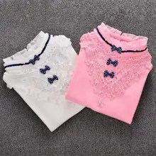 Children Clothing Girls Lace Blouse 2017 New Spring Bow Child Shirt Cotton Long Sleeve Tops Shirt