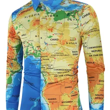 Мужские повседневные рубашки Hemiks в африканском стиле с принтом карты, мужские рубашки со скрытой пуговицей и отворотом, мужские рубашки с длинным рукавом, новинка, мужские футболки с картой