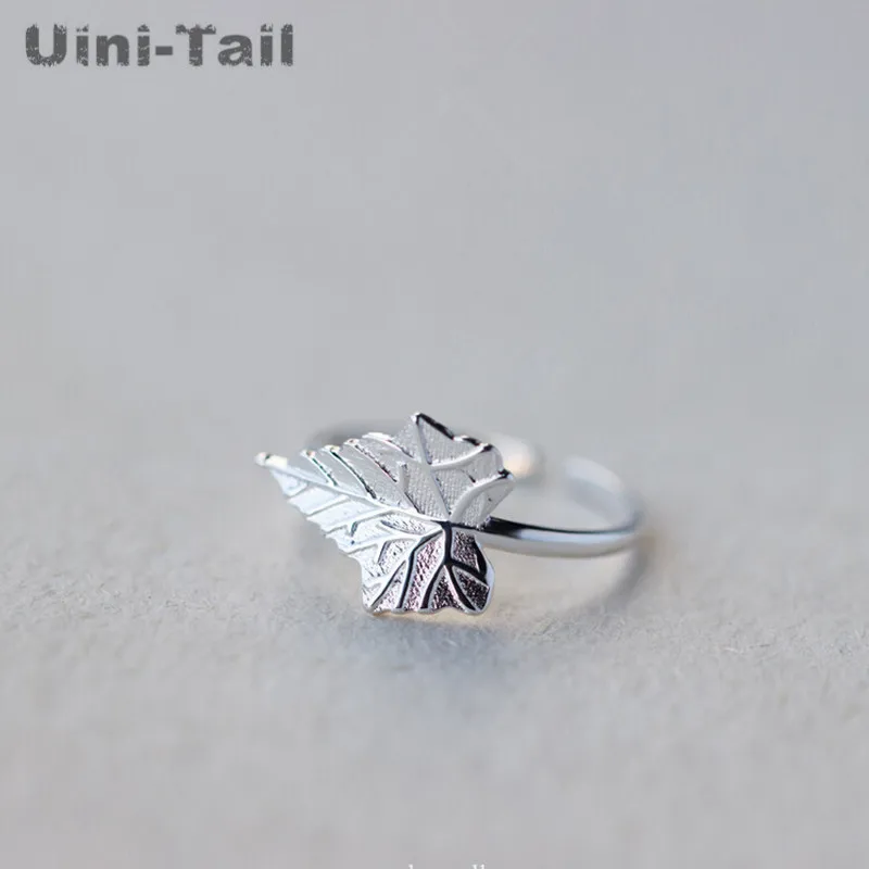 

Uini-Tail hot new 925 sterling silver Korea maple leaf open ring fashion trend personality casual high quality jewelry GN810