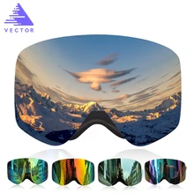VECTOR Professional Ski Goggles Double Lens UV400 Anti-fog Adult Snowboard Skiing Glasses Brand Women Men Snow Eyewear