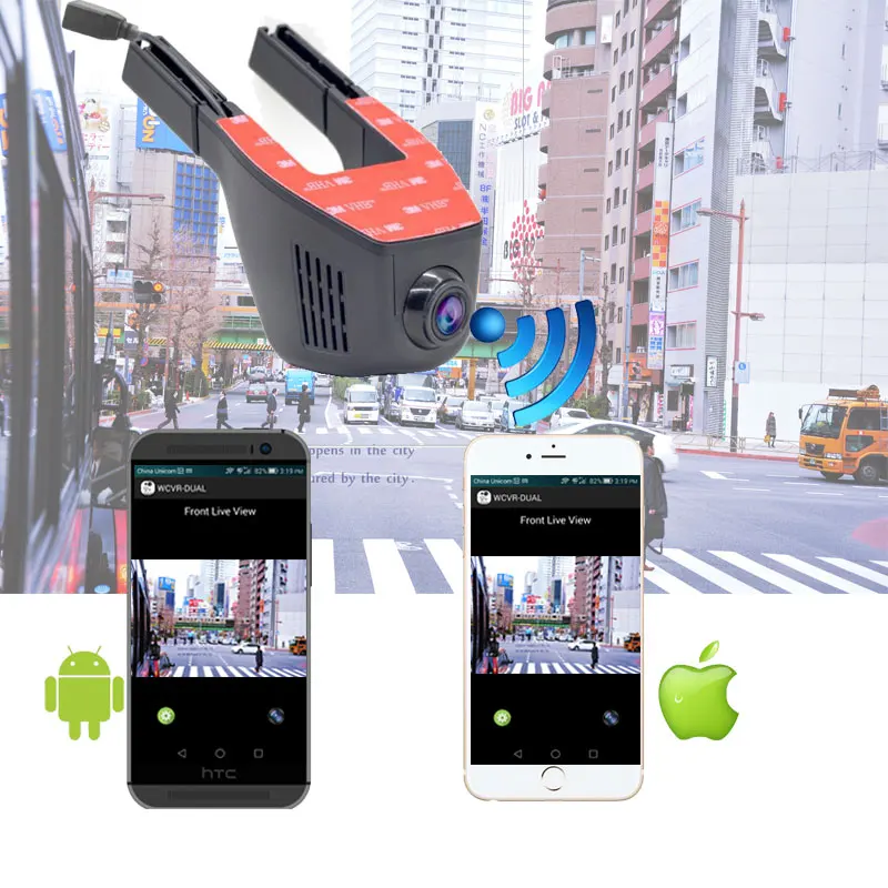 Автомобильный видеорегистратор 1080P с Wi Fi две камеры автомобильная мини камера