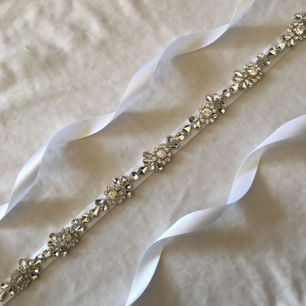 JLZXSY Elegent Flower Style Crystal Bridal Sash Rhinestone Wedding