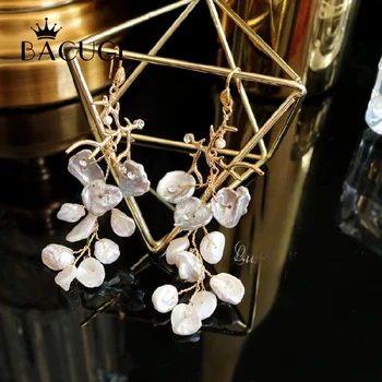 

Natural Fresh Pearl Tassel Drop Earrings For Women Flower Plant Handmade Dangle Earrings Luxury Jewelry Wholesale