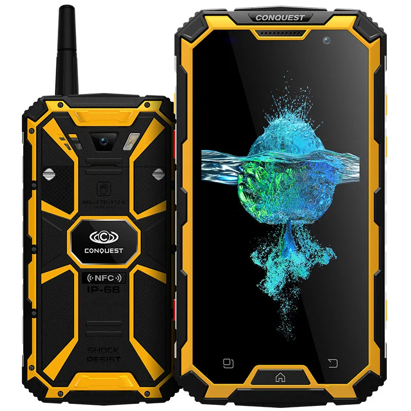 Conquest S8 смартфон IP68 водонепроницаемый ударопрочный 3 ГБ ОЗУ 32 Гб ПЗУ MTK6735 четырехъядерный Android 5,1 6000 мАч аккумулятор мобильный телефон - Цвет: Цвет: желтый