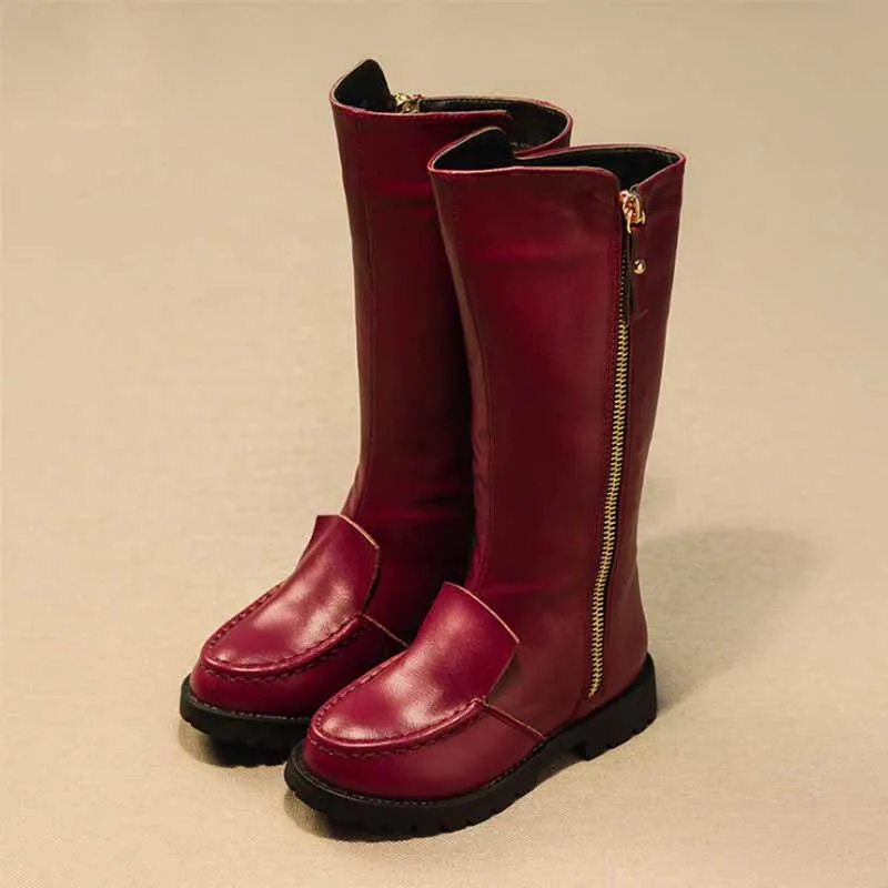 

Genuine Leather Upper Boots ,Princess Fashion Children Warm Boots,Parent-child Winter High Martin Boots