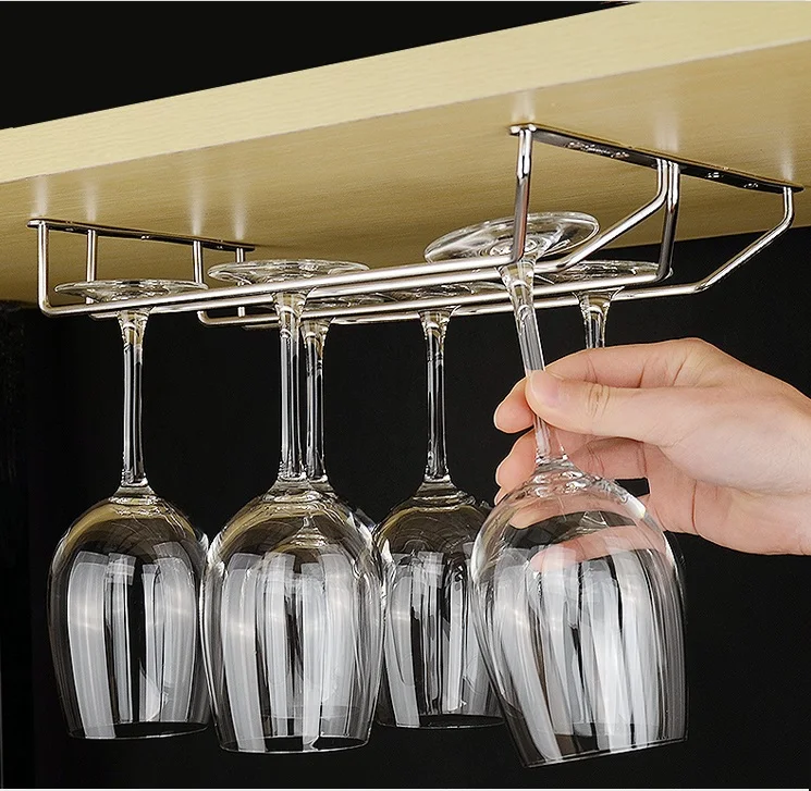 304 Stainless Steel 35cm (18") Under Wine Glass Rack Stemware Holders Hanger Double Rows