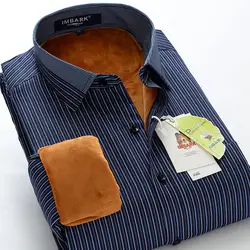 Новое поступление, мужская осенне-зимняя рубашка с принтом в полоску, очень большая бархатная рубашка высокого качества с длинными