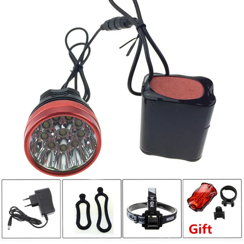 Новинка 10xCREE XM L T6 светодиодная Передняя велосипедная лампа и налобный фонарь 20000