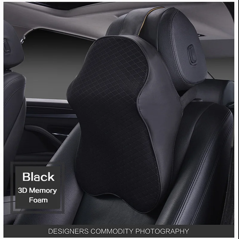 

Drop Shipping Car Headrest Pillow 7 Colors Auto Neck Pillow Memory Foam Travel Leather Pillow Multifunctional Neck Cushion