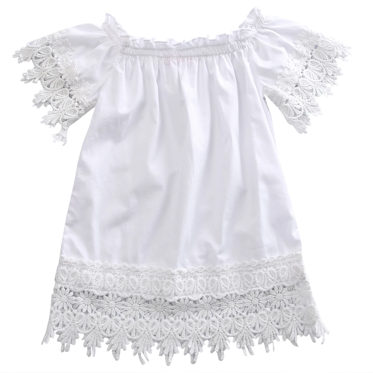 

Pudcoco Kids Girls Summer Lace Dress Cold Shoulder Toddler Baby Girl Outfit
