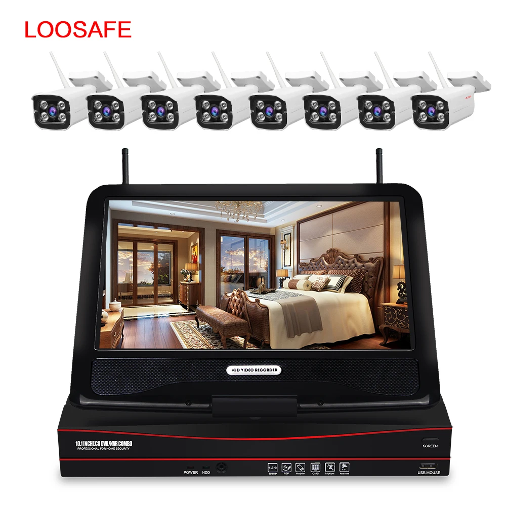 LOOSAFE 1080 P безопасности камера системы беспроводной CCTV Аудио запись дома открытый ночное видение комплект наблюдения NVR наборы