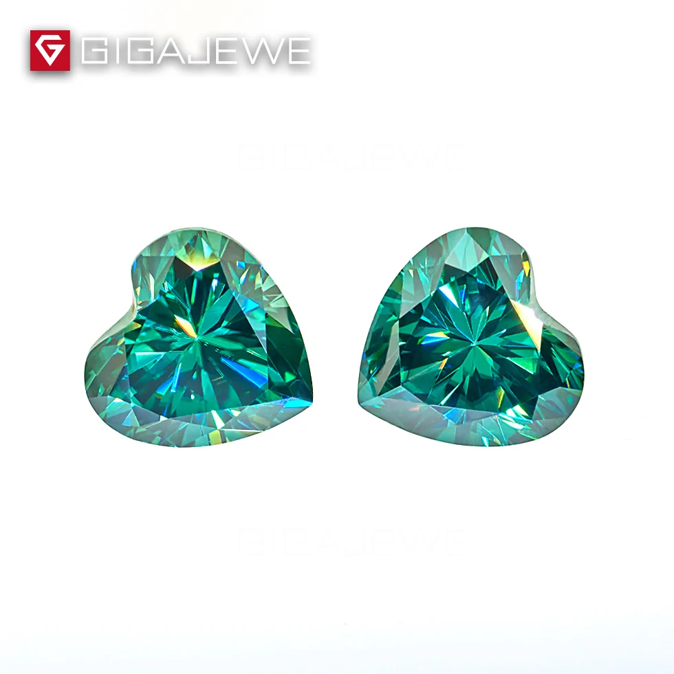 GIGAJEWE Moissanite огранка сердца зеленый 1ct 6 5 мм VVS1 Лаборатория алмаз свободный камень