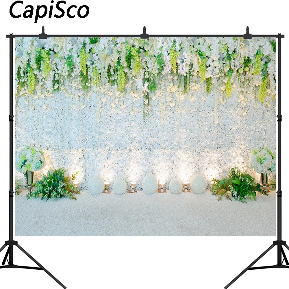 Capisco Wedding Flower Backdrops white Wall Bridal Stage Tassel Portrait Photographic Backgrounds Photocall Photo Studio | Электроника