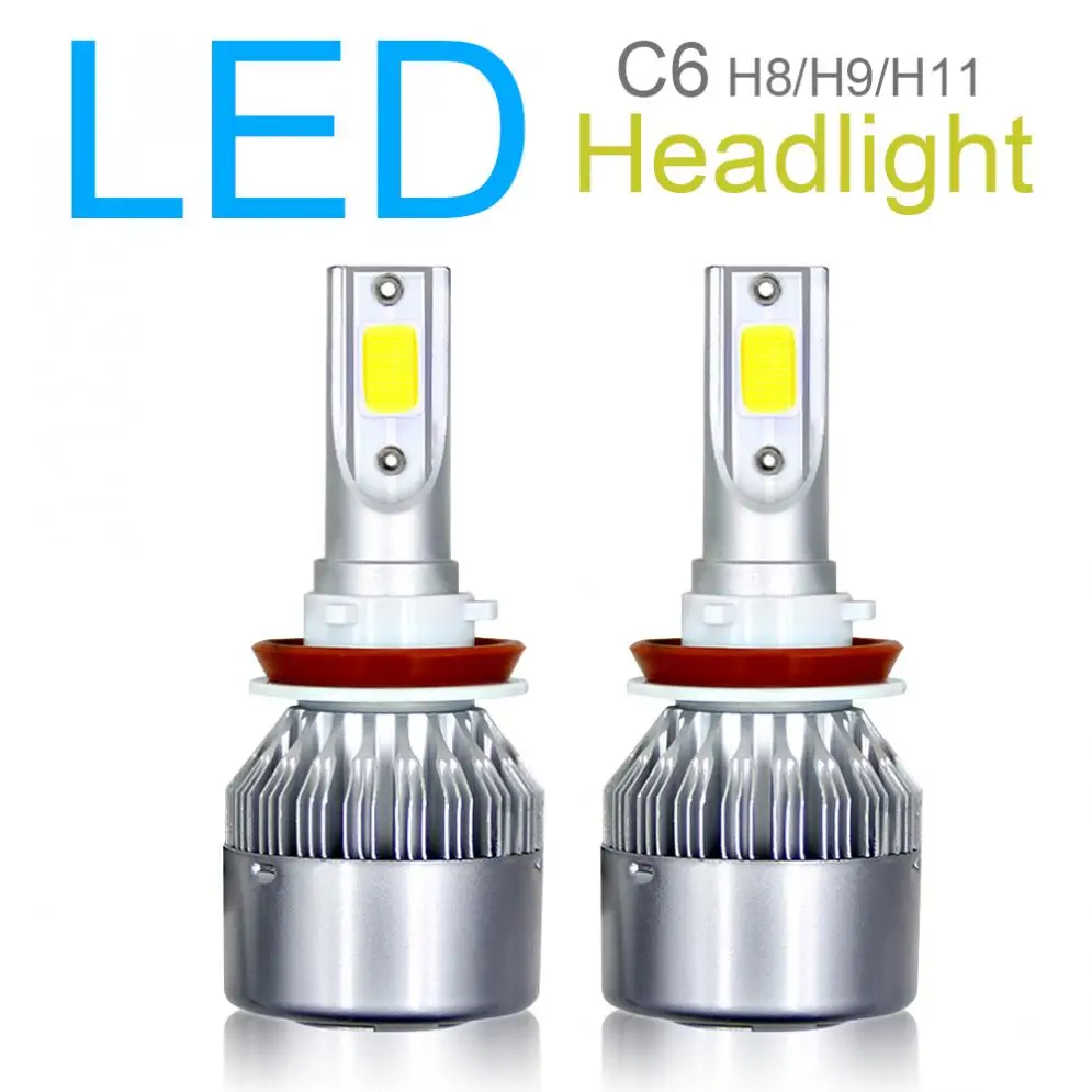 1 Pair H8 / H9 H11 C6 10800LM 6000K 120W COB LED Car Headlight Kit Universal 12V Auto Light Bulbs | Автомобили и мотоциклы