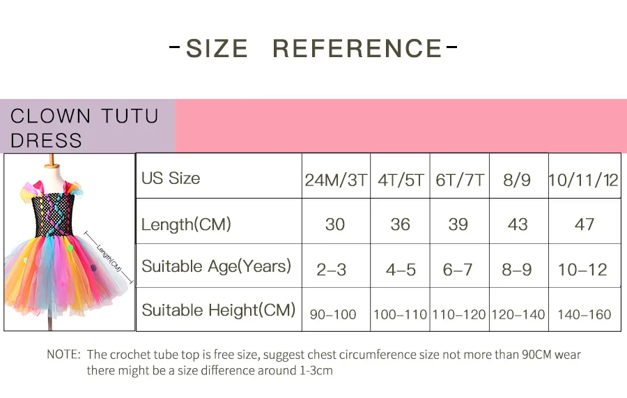 Funky Coloured Clown Style Girls Tutu Dress Circle Embellished Children Tulle Dress for Halloween Parties Role Play Fancy Dress (1)