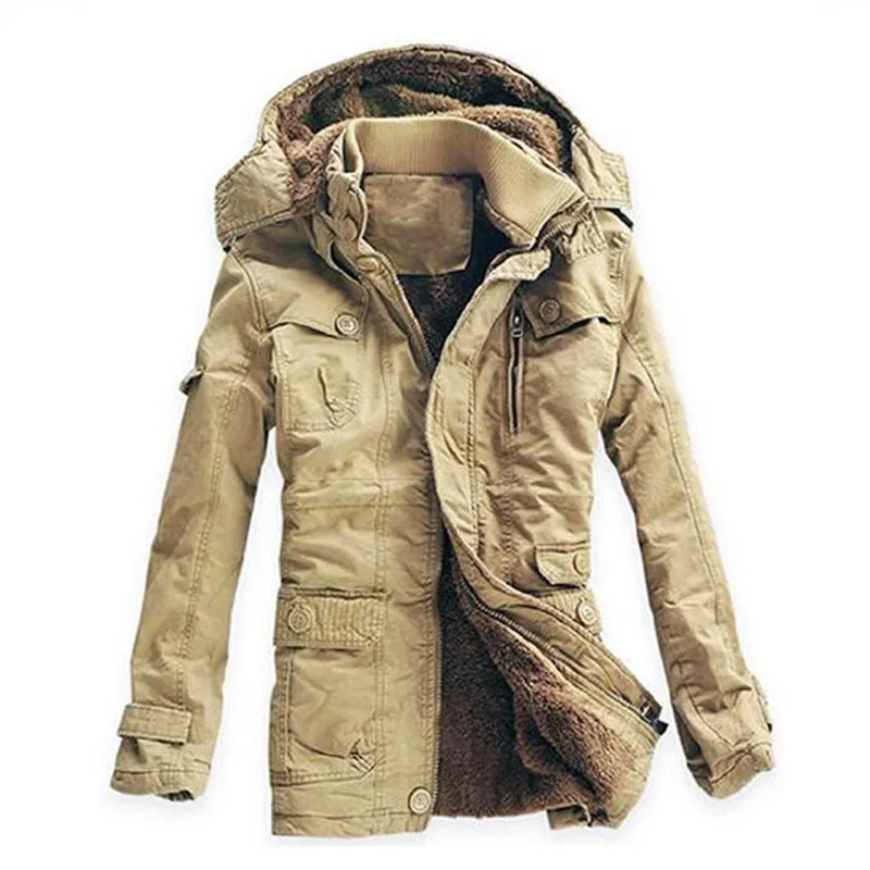 

Plus Size 5XL Winter Thick Coat Men Cotton Fur Collar Russian Winter Long Parkas Mens Slim Fit Fashion Outcoat Warm Snow Jackets