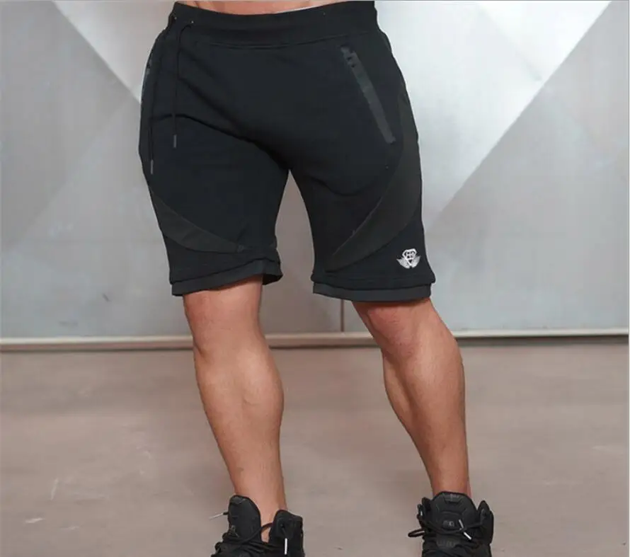 Мужские спортивные шорты для занятий спортом, бега, фитнеса, задыхающиеся короткие шорты для бодибилдинга, тренировок, Короткие M-12 - Цвет: Черный