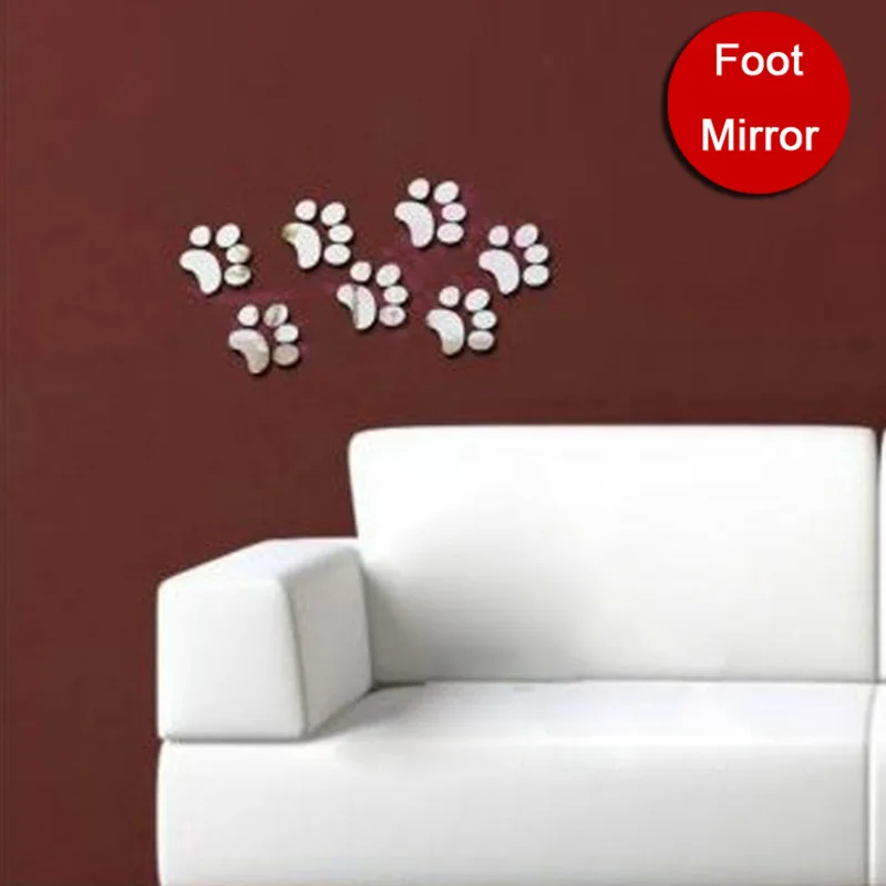 Зеркальные настенные стикеры Funlife с изображением следов креативные Декоративные