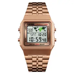 SKMEI Для мужчин спортивные часы цифровые роскошные часы мирового времени 12/24 Hour Clock модные наручные часы лучший бренд браслет для человека 1338