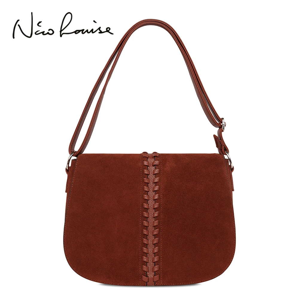 Newest Fashion Women Bag Weave Suede Leather Shoulder Bags Large Saddle Woman Designer Crossbody Bolsa Feminina Ladies | Багаж и сумки