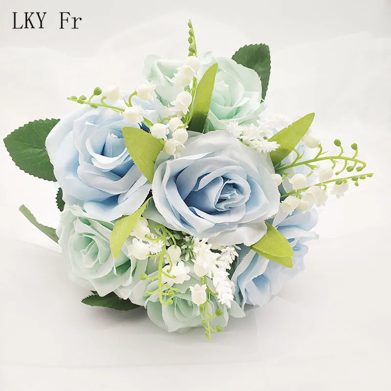 Blue LKY Fr Свадебный букет для Свадебный букет невесты Искусственные цветы для свадьбы свадебный букет свадебные принадлежности домашнее украшение - Цвет: Blue