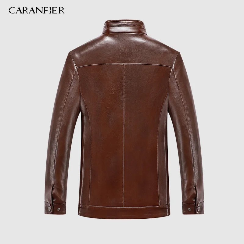 CARANFIER 2019 Новая зимняя мужская куртка из овчины модная однотонная натуральной