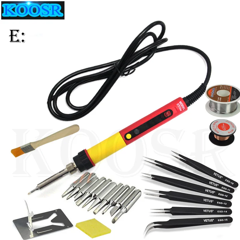 

CXG E110W EU Plug Digital LCD Adjustable NC thermostat Electric soldering iron handle kit set Welding repair Better than 936d