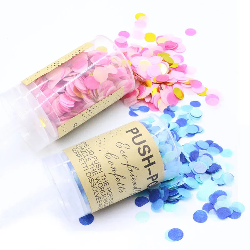

5pcs/set Push Pop Boy Girl Confetti Poppers for Wedding Happy Birthday Flower Mix Paper Mini Round Confetti Party Decoration