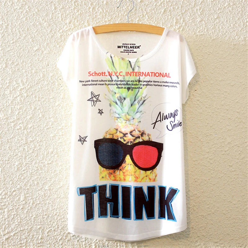 2018 лето новый стиль панк ананас печать женщина футболка с короткими рукавами Для