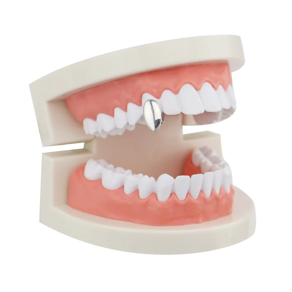 Single Fangs Teeth Grillz 4 Color Smooth Silver Gold Rose Gold Color Grillz Teeth Cheap Teeth Set Hip Hop Men Jewelry -1 (10)