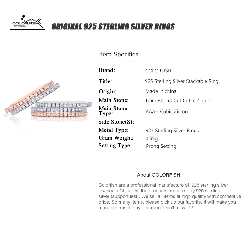 Цветное серебряное штабелируемое кольцо в форме рыбки, 925 пробы, 1 мм, фианит, кольцо на палец, женское розовое Золотое тонкое кольцо средней длины