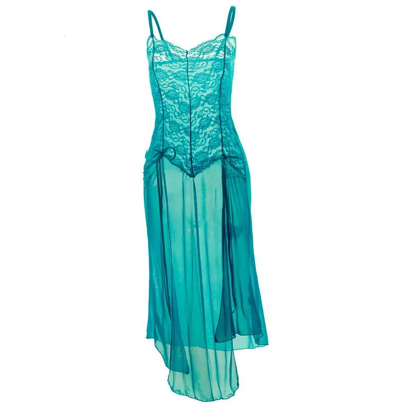 S m l xl XXL 3XL 5XL 6XL пикантные эротические костюмы Babydoll платье женское длинное сексуальное кружевное белье размера плюс Эротическое платье 8166 - Цвет: sky blue