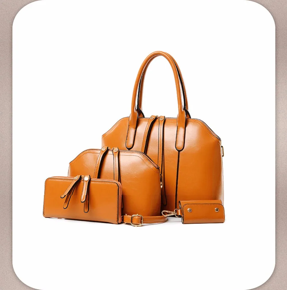 4 Pcs Handbag+Messenger Bag+Purse+Wallet Women Luxury ShoulderBags High Quality PU Leather Top-handle Crossboday Bags Set TTOS (7)