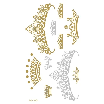 

Metallic Gold Silver Body Art Temporary Tattoo Flash Tatoo Sexy Crowns Henna Tatouage Body Art Tattoo Stickers for Women TJ-001