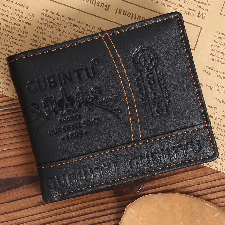 

Hot Sale New PU Leather Men Wallets Black Color Top Qualtiy Card Holder Casual Bifold Short Card Wallet Men Photo Bit Wallet