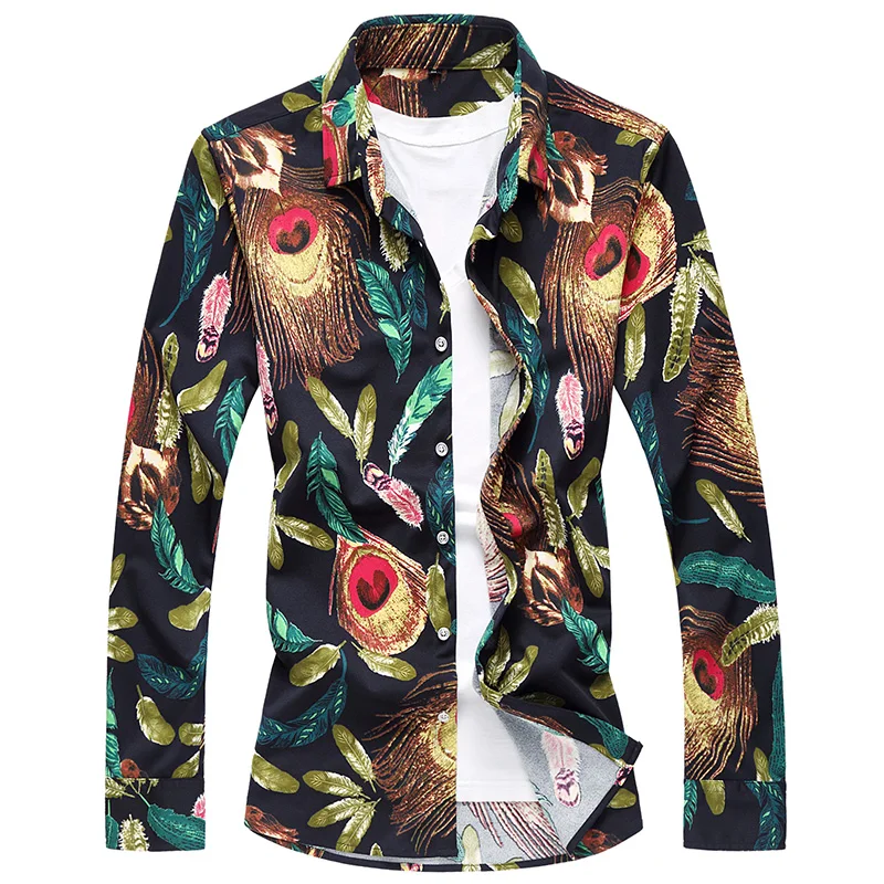 Chemise Noire à Manches Longues Pour Homme Avec Broderie Dragon