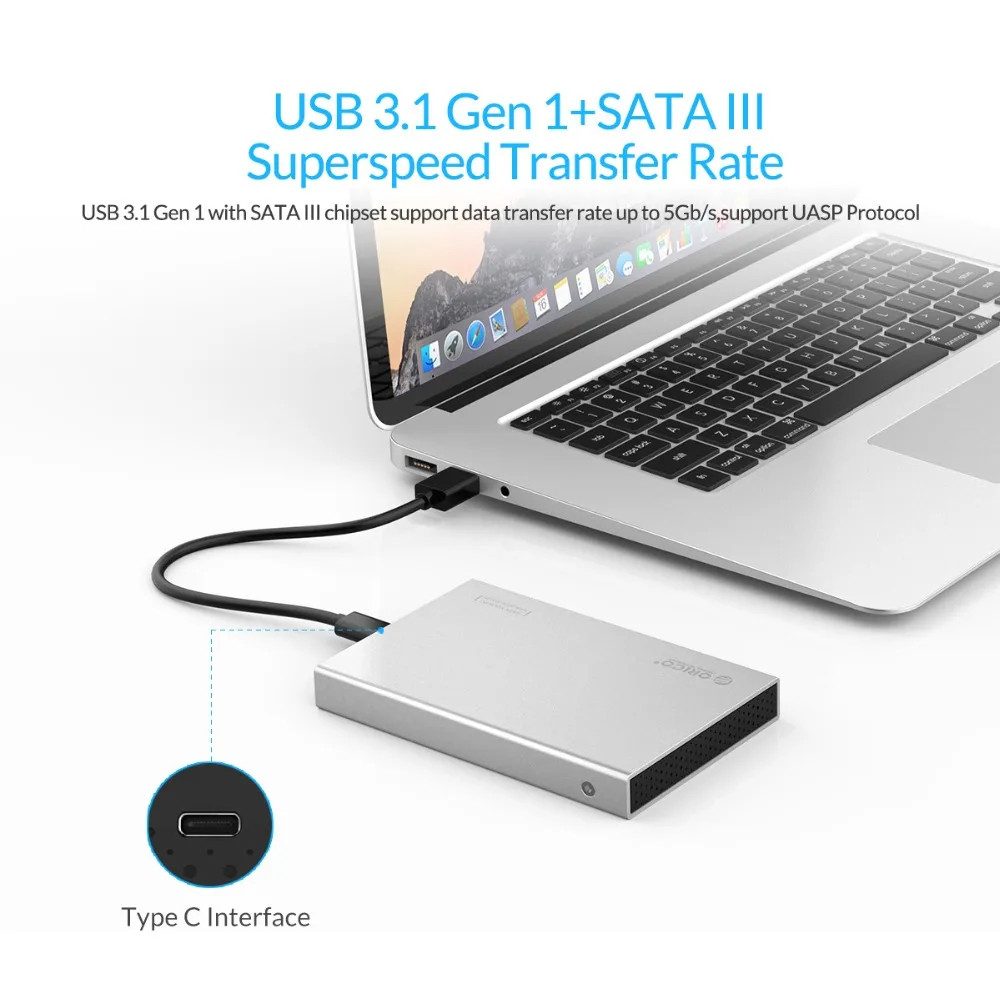 ORICO 2 5 дюйма алюминиевый USB 3 1 для SATA 0 Type C внешний корпус жесткого диска Гбит/с