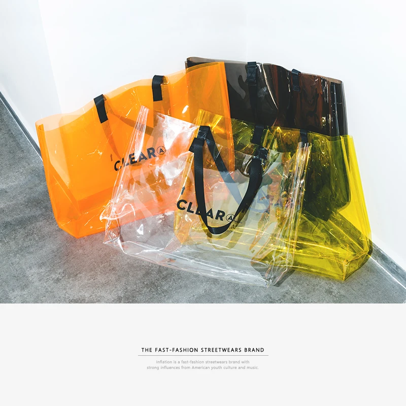 INFLATION Multicolor Clear Transparent PVC Travel Bag Handbag Shopping Bag Waterproof Causal Messenger Bag 179AI2018 INFLATION Multicolor Clear Transparent PVC Travel Bag Handbag Shopping Bag Waterproof Causal Messenger Bag 179AI2018