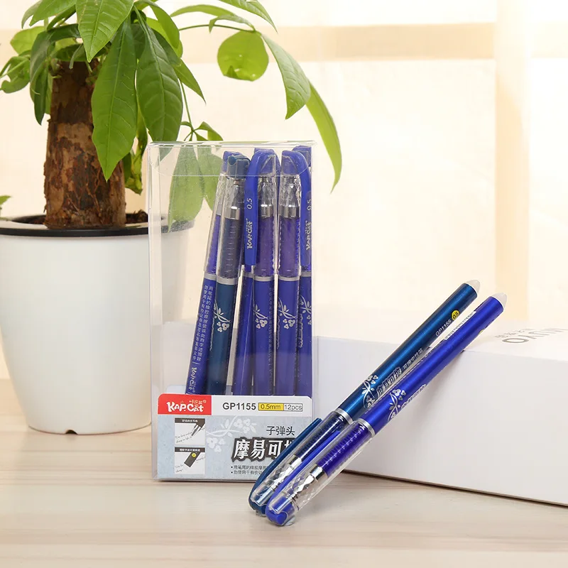 12Pcs/Set 0.5mm Erasable Pen Ballpoint Pen Blue Ink Magic Erasable Pen
