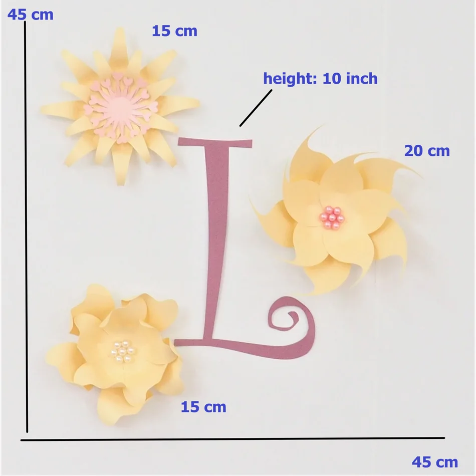 

Cardstock Yellow Fleur DIY Paper Flowers Rose Letter Kit For Nursery Wall Deco Baby Shower Girls Room Birthday Backdrop