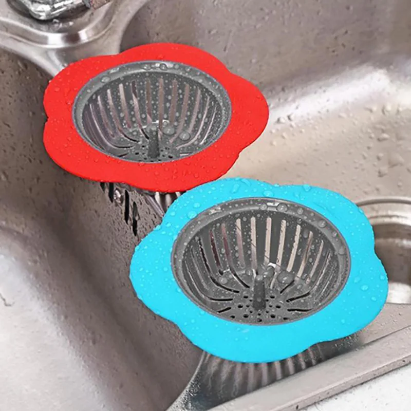 Silicone Kitchen Sink Strainer Flower Shape Bathroom Shower Sink Drain