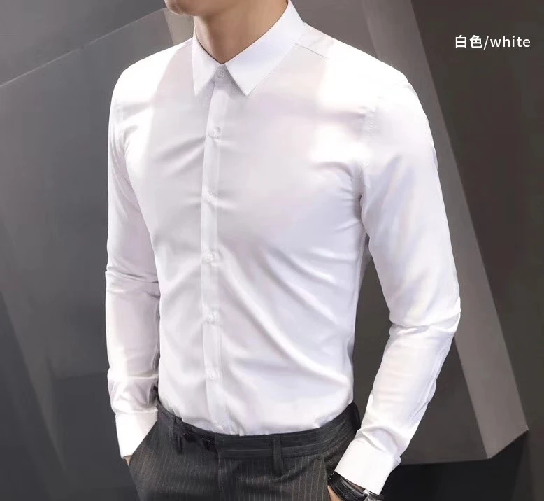 

2019 casual formal slim fit long sleeve shirt white shirt luxury skinny