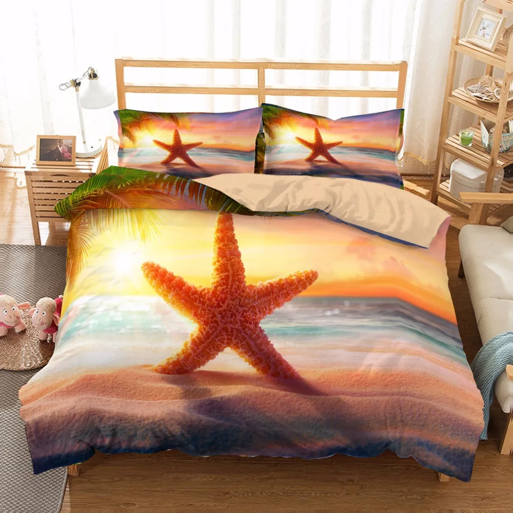 

3D print starfish summer new style beach holiday Bedding set kids' gift Duvet cover set king/queen/twin/full