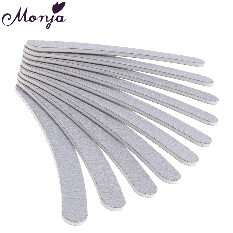 Monja, 10 шт., для дизайна ногтей, в форме банана, изогнутая Шлифовальная Пилка, 100/180, Песочная бумага для гель-лака, полировка, полировка, набор для формирования