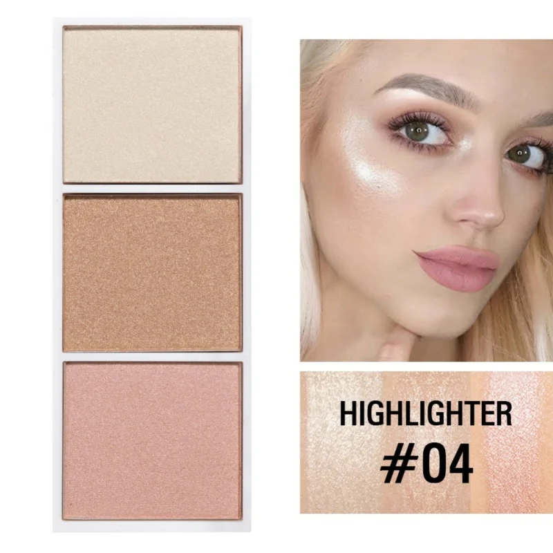 

3 color Bronzer & Highlighter glow shadow makeup kit Highlighter Makeup Palette Face Contour