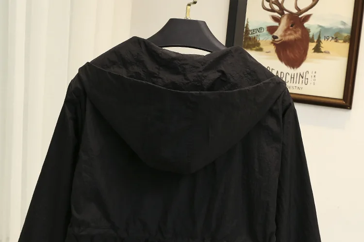 Размер Spuer, 120 кг, женский плащ, весна-осень, пальто свободного размера плюс, верхняя одежда, длинное пальто, женская ветровка с капюшоном, женская накидка