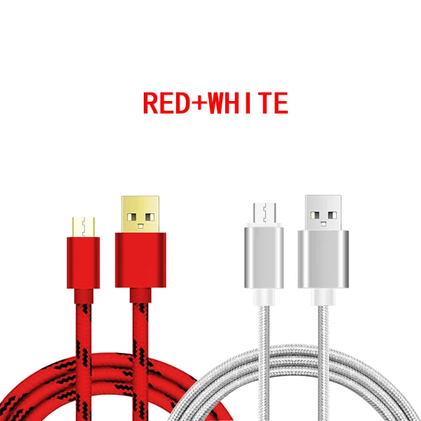 CBAOOO 2 шт 3 м микро USB кабель быстрое зарядное устройство мини USB кабель для телефона QC3.0 3A шнур для зарядки данных внешний аккумулятор кабели для мобильных телефонов - Цвет: RED and WHITE