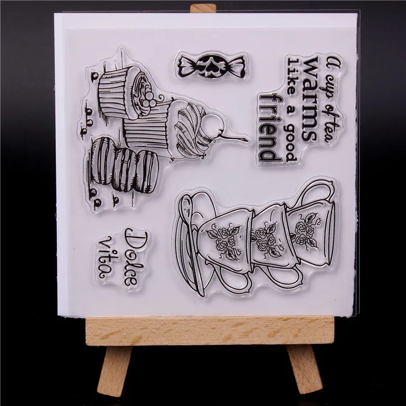 

Rubber Silicone Clear Stamps for Scrapbooking Tampons Transparents Seal Background Stamp Card Making Diy cake cup